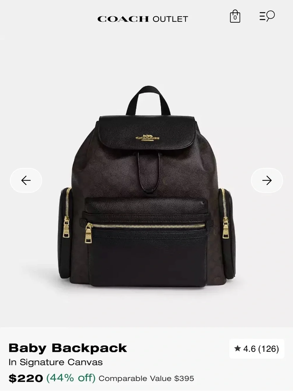Coach Brown and Black Signature Canvas Mini Backpack with Gold Hardware